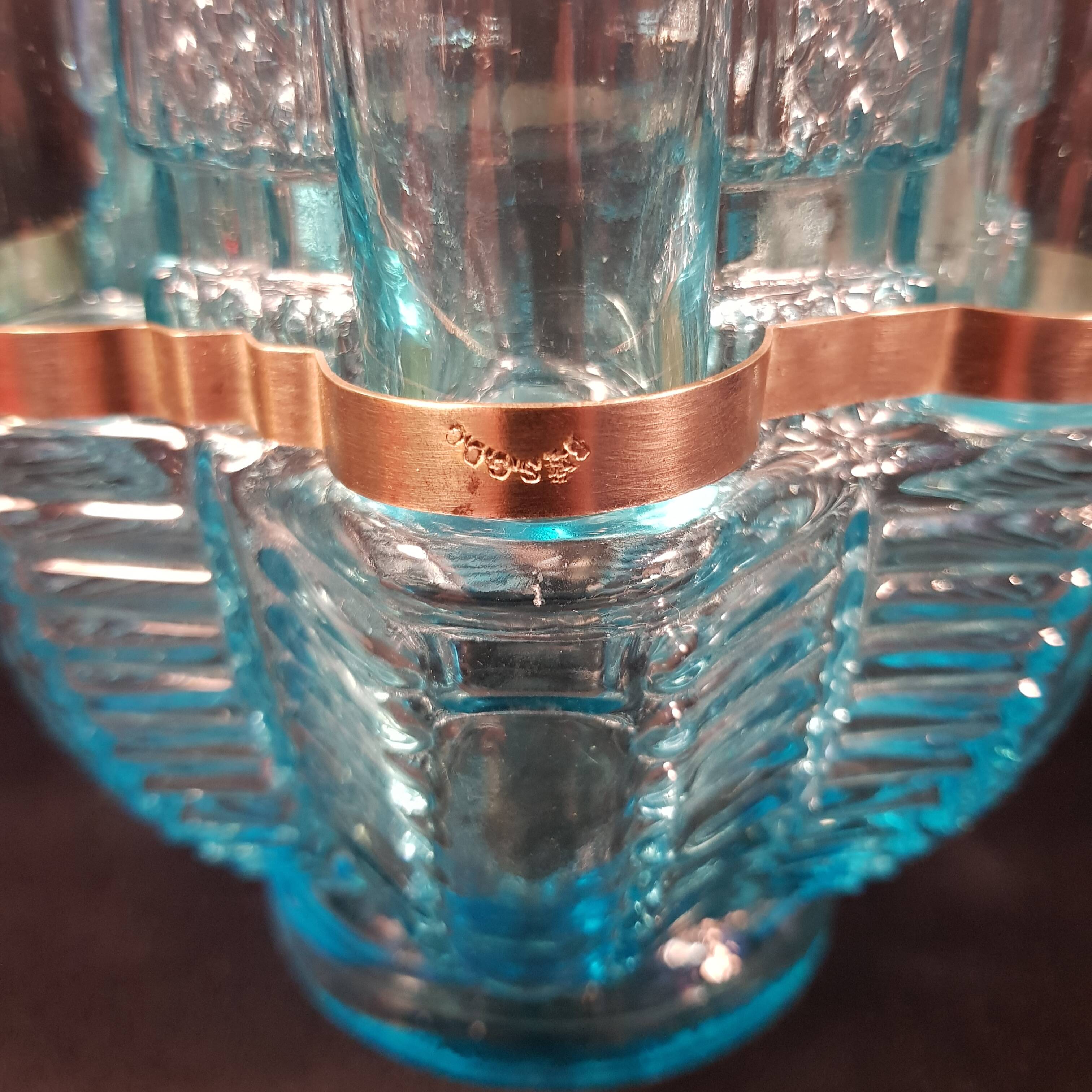 Blue Art Nouveau carafe