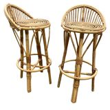 Set de 4 tabourets de bar en rotin 60, Italie