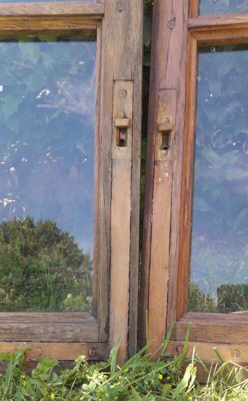 Lot of 4 oak windows H141xL112/117cm old small panes