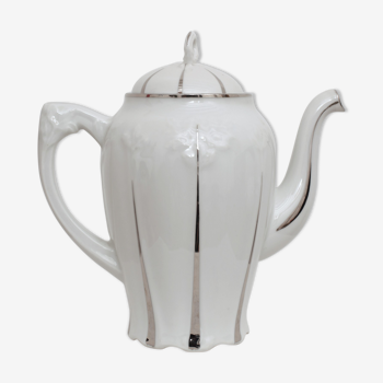 Théière cafetière Alice blanc et argent