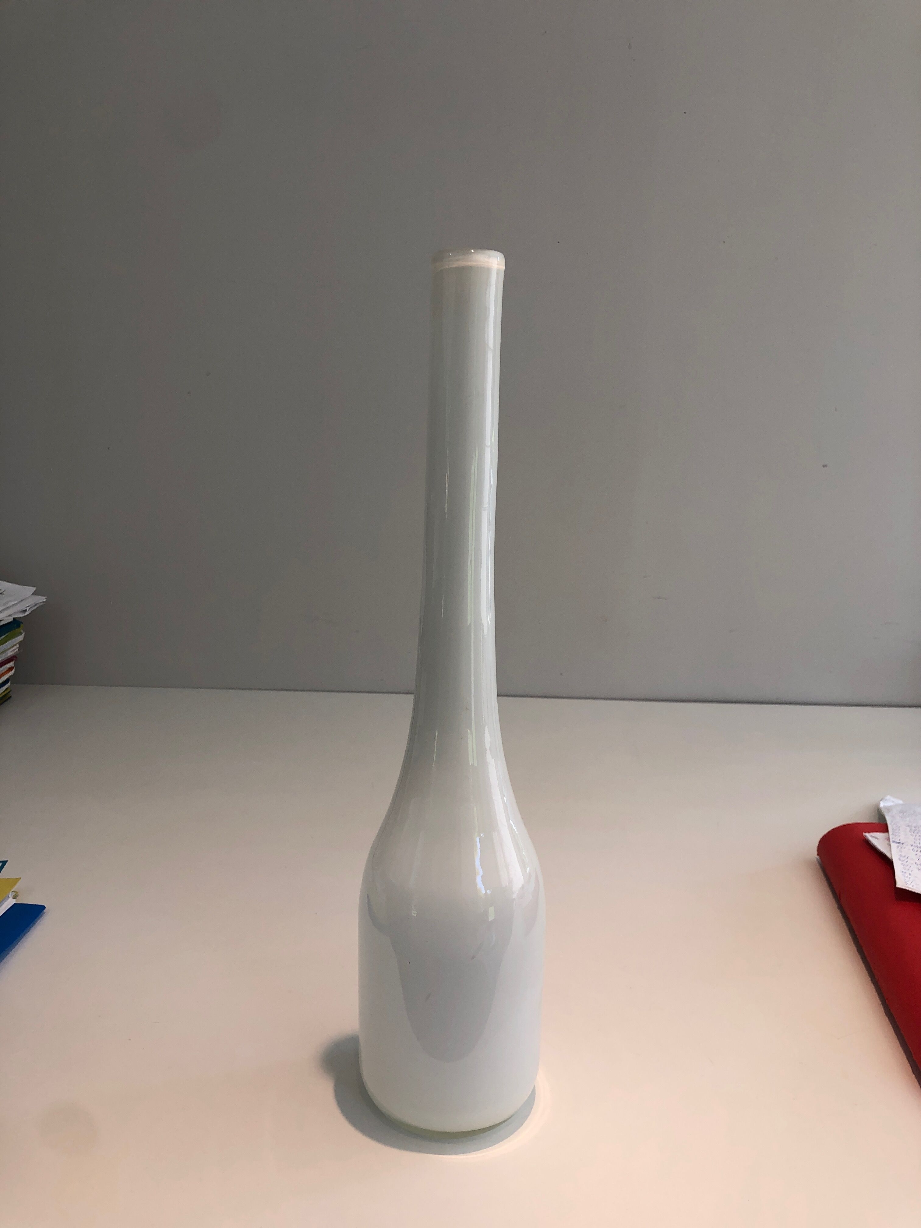 White opaline glass vase
