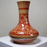 20th century Chinese vase, hand-painted ceramic in an unusual red hue.