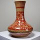 20th century Chinese vase, hand-painted ceramic in an unusual red hue.