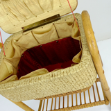 1950s mid century bamboo rattan wicker sewing box or knitting basket