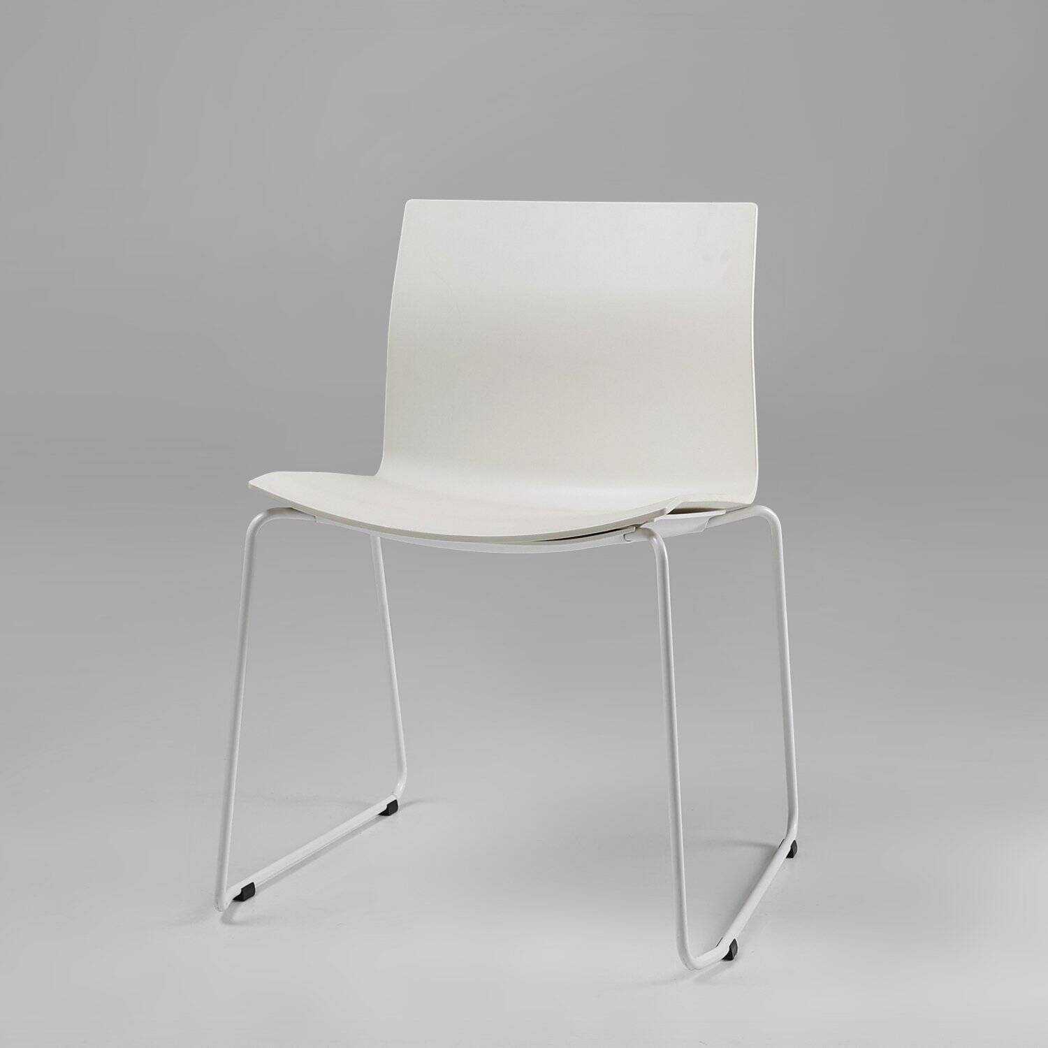 Mid-Century White Chair with Metal Frame and Plastic Seat, Belgium