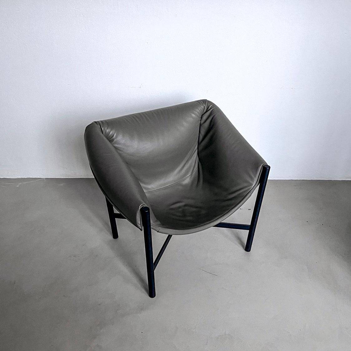 Falstaff Grey Leather Armchair by Stefan Diez for Dante Goods and Bads