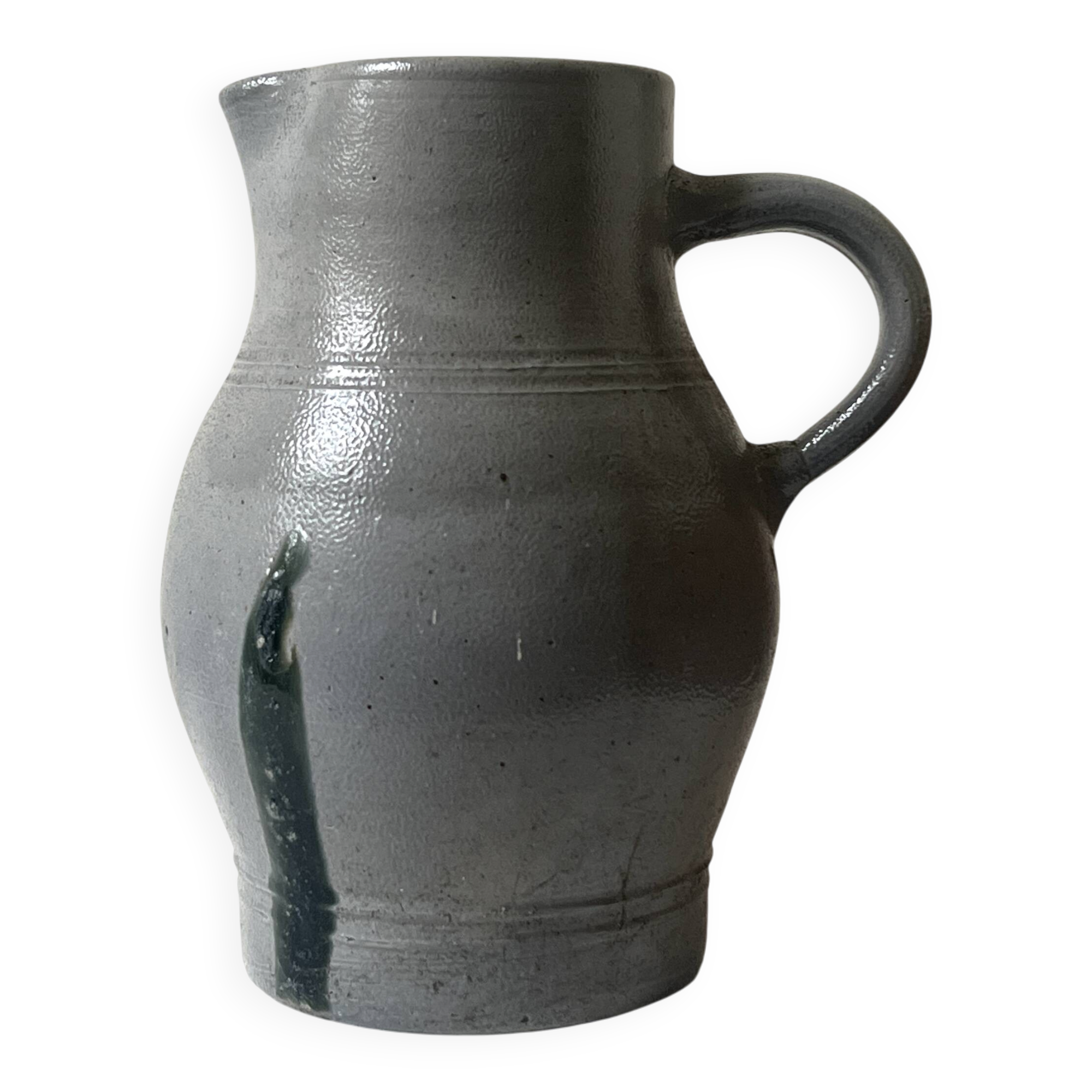 Large ceramic stoneware jug in grey glazed – handcrafted in France around 1970.