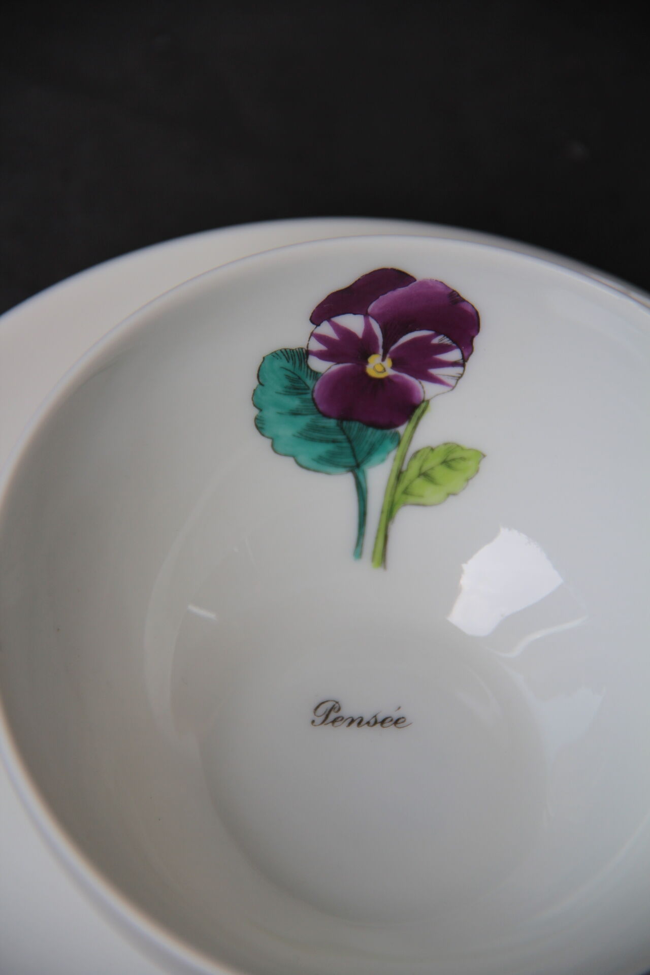 6 CUPS and undercups in NBD Limonges porcelain, hand illuminated, floral patterns