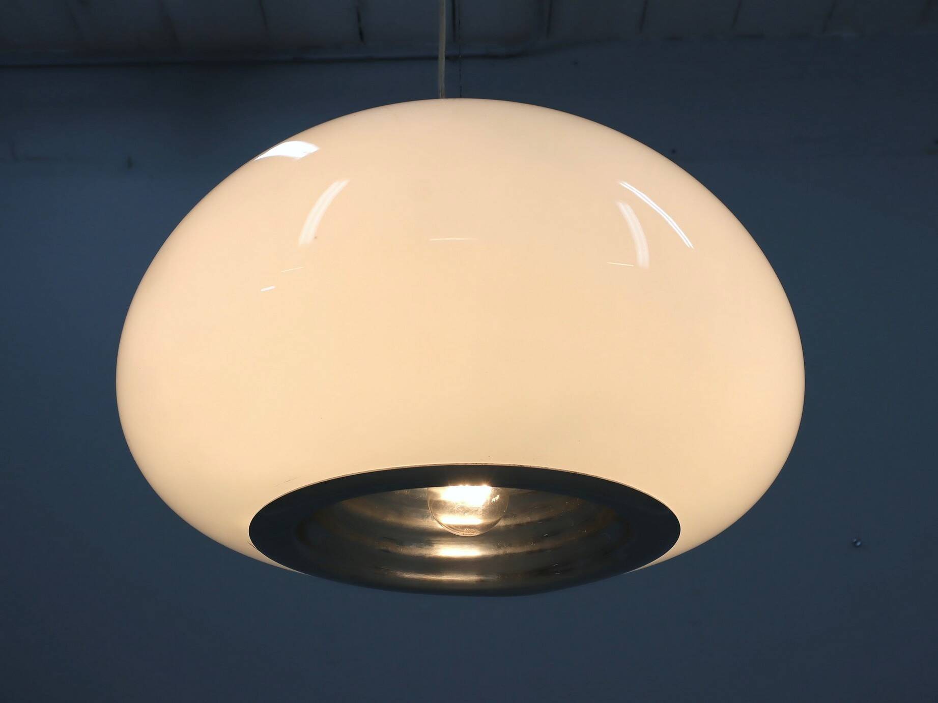 Vintage Black & White pendant glass lamp, Flos 1965