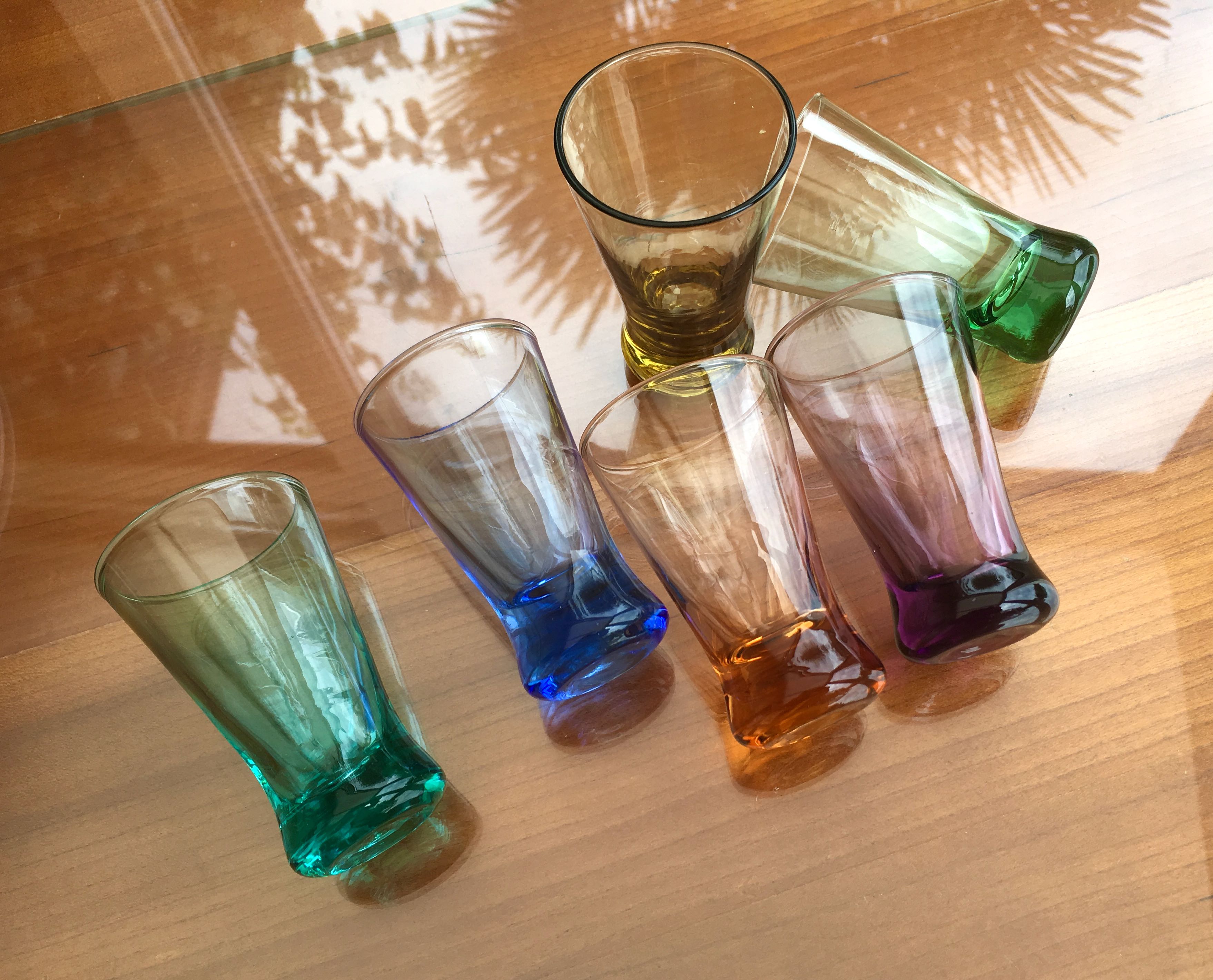 Set of 6 colored alcohol glasses