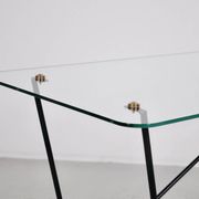 Table basse verre et acier années 50' forme libre