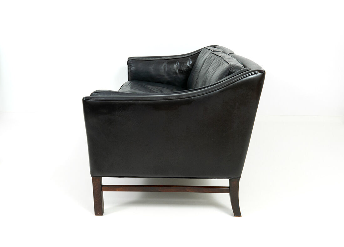 Vintage Danish Black Leather 2-Seater Sofa from Grant Mobelfabrik