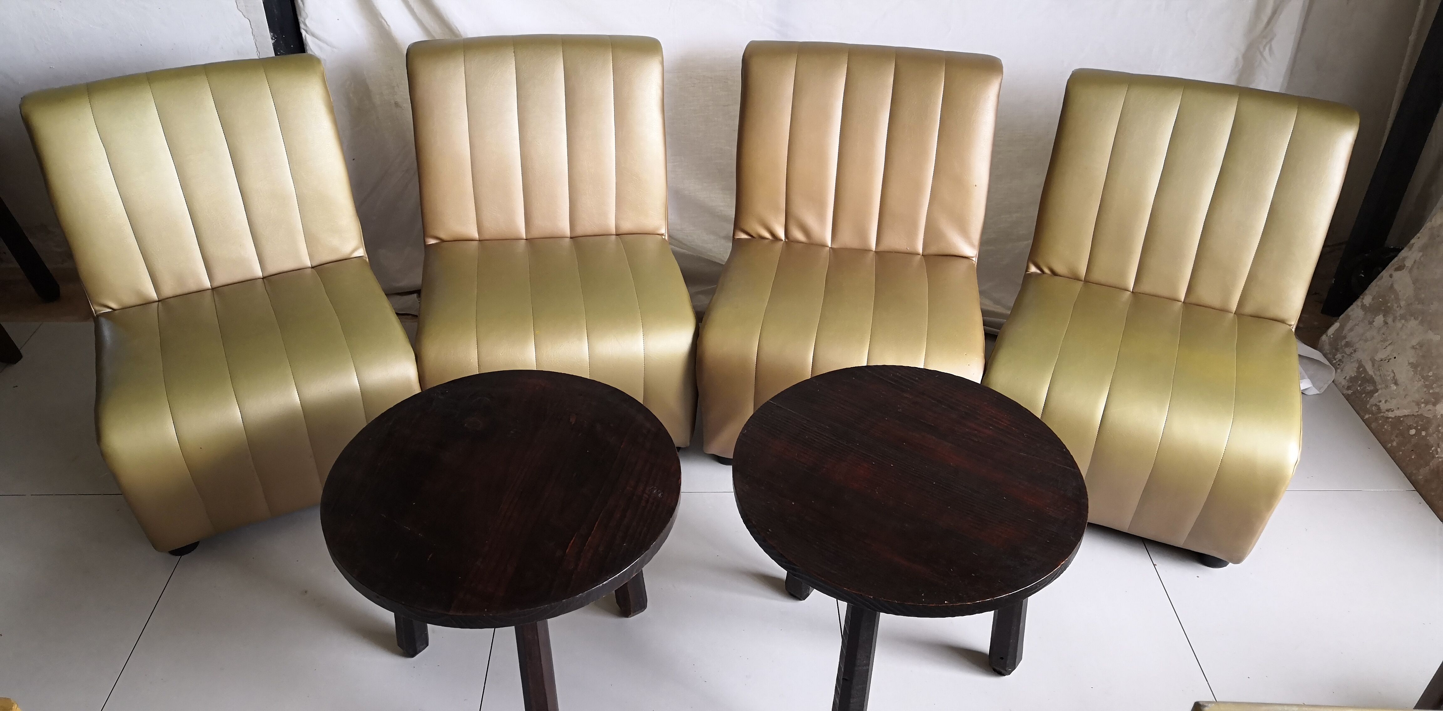 Canapé modulable chauffeuses vintage 4 places skaï