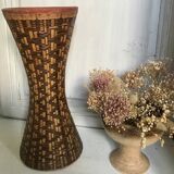 Diabolo vase in braided rattan 40cm