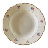 Set of 3 dishes digoin and sarreguemines ecru with flowers