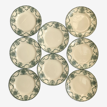 Series of 8 old flat plates Terre de Fer