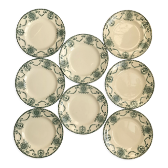 Series of 8 old flat plates Terre de Fer