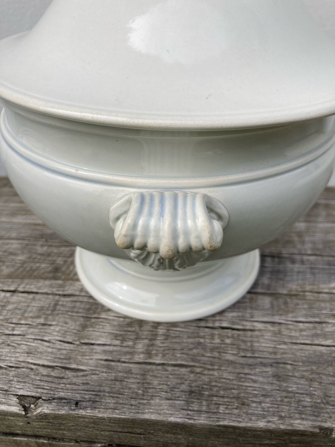 Plain white Creil soup tureen