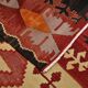 Tapis couloir vintage 4x13 Kilim marron foncé et rouge, 139x396 cm
