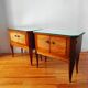 Pair of Art Deco bedside tables, mirrored top.