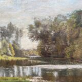 Table "View of the Armançon" HSP by Maurice Auguste Cabuezl (born 1878) - frame