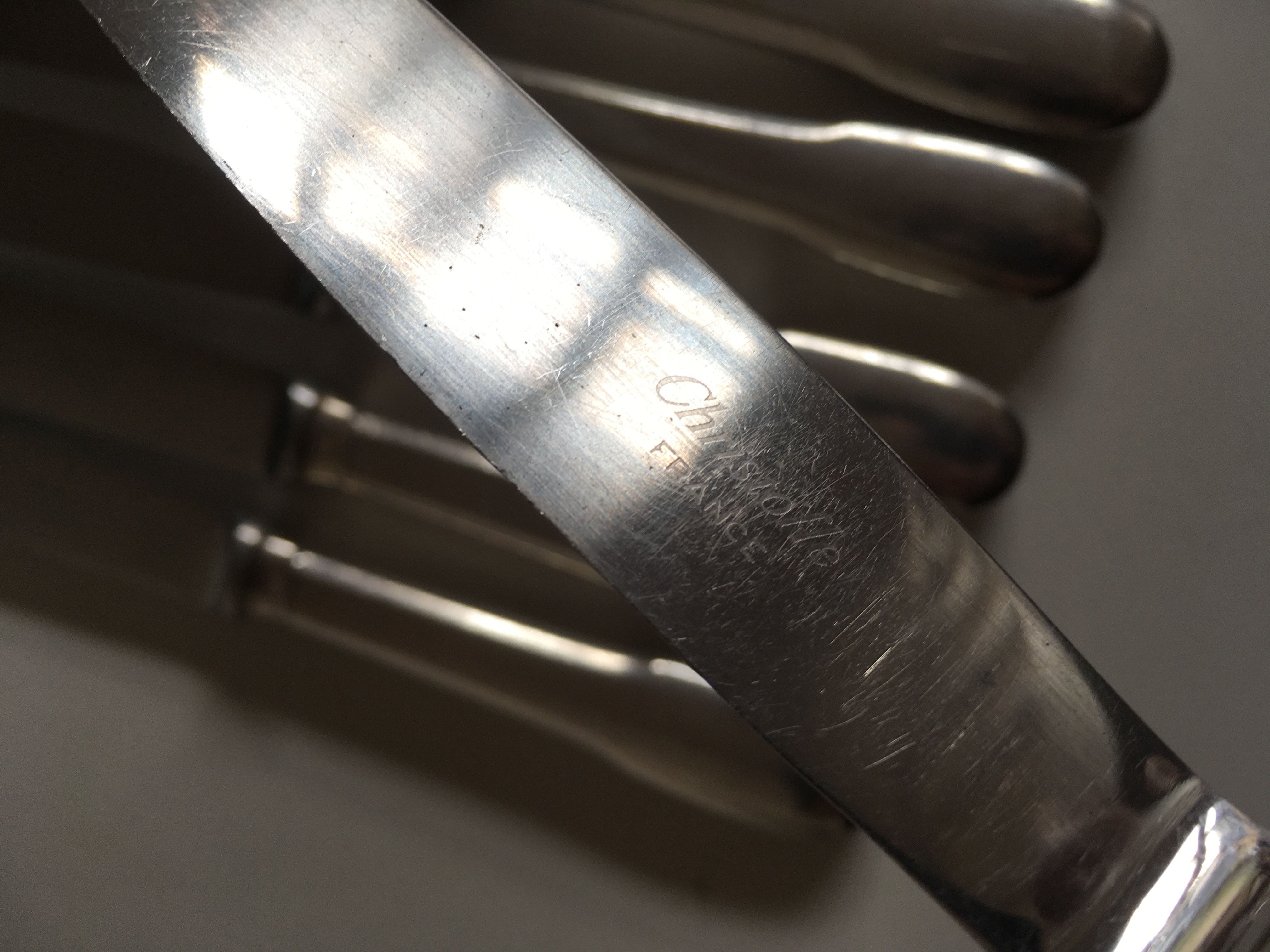 Set Christofle knives forks Cluny spoons in silver metal