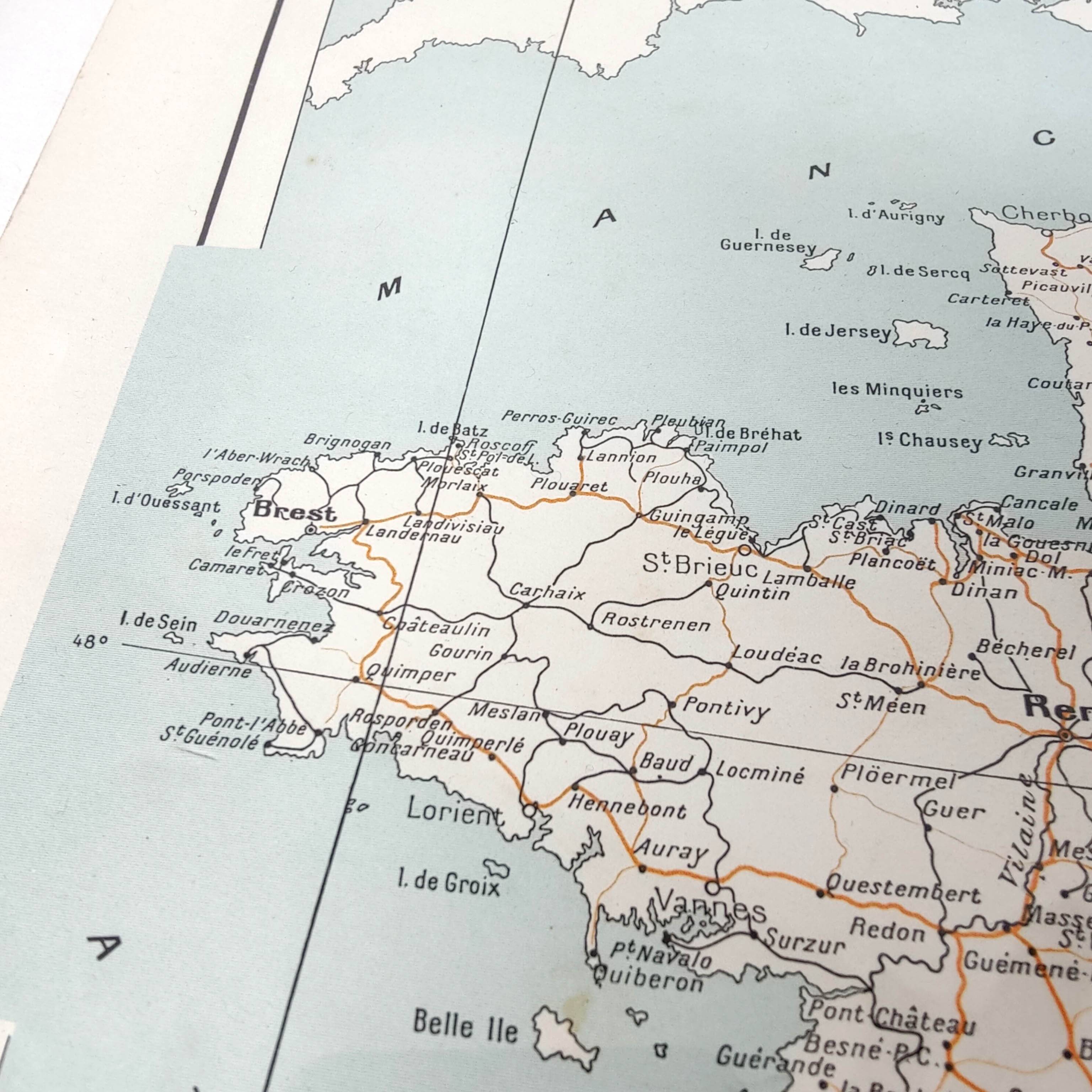 Old map of France in 1950 43x43cm