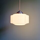 Art Deco pendant light in white opaline, 1920s-30s