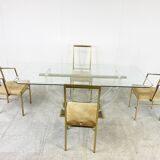 Vintage lucite and brass dining table, 1970s