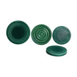 Set of 4 coasters in glass in green earthenware