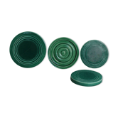 Set of 4 coasters in glass in green earthenware