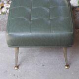 Stool footrest in green skaï