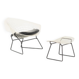 Armchair with Large Diamond Ottoman by Harry Bertoia for Knoll, USA 1970.