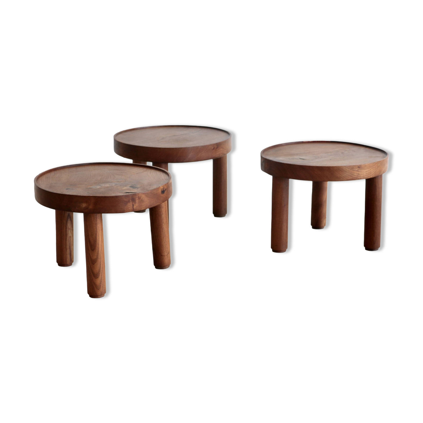 A set of three small round tables. Mado Jolain and René Legrand. France 1956