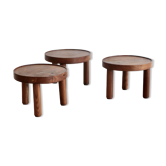 A set of three small round tables. Mado Jolain and René Legrand. France 1956.