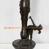Pewter vase, "Young woman picking a water lily", signed P. Jean, Art Nouveau early twentieth century