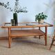 Vintage rectangular rattan and bamboo coffee table