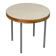 Side table tubular steel base, round top strapping wood, France, circa 1950