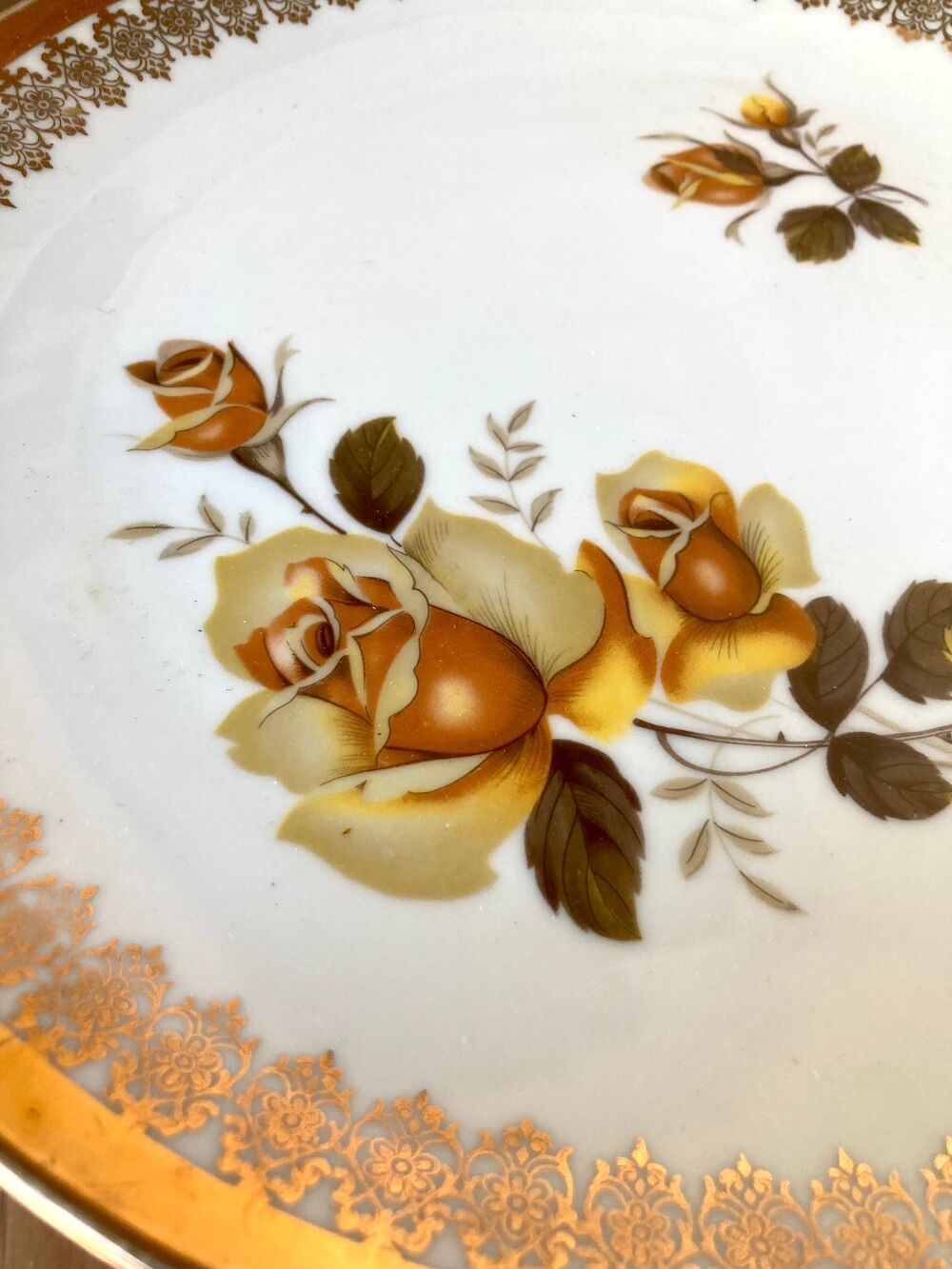 Vintage dish L.E.S Porcelain decorated with roses