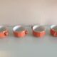 Bistro style four-mugs suite orange-pink by Apilco /vintage 70-80