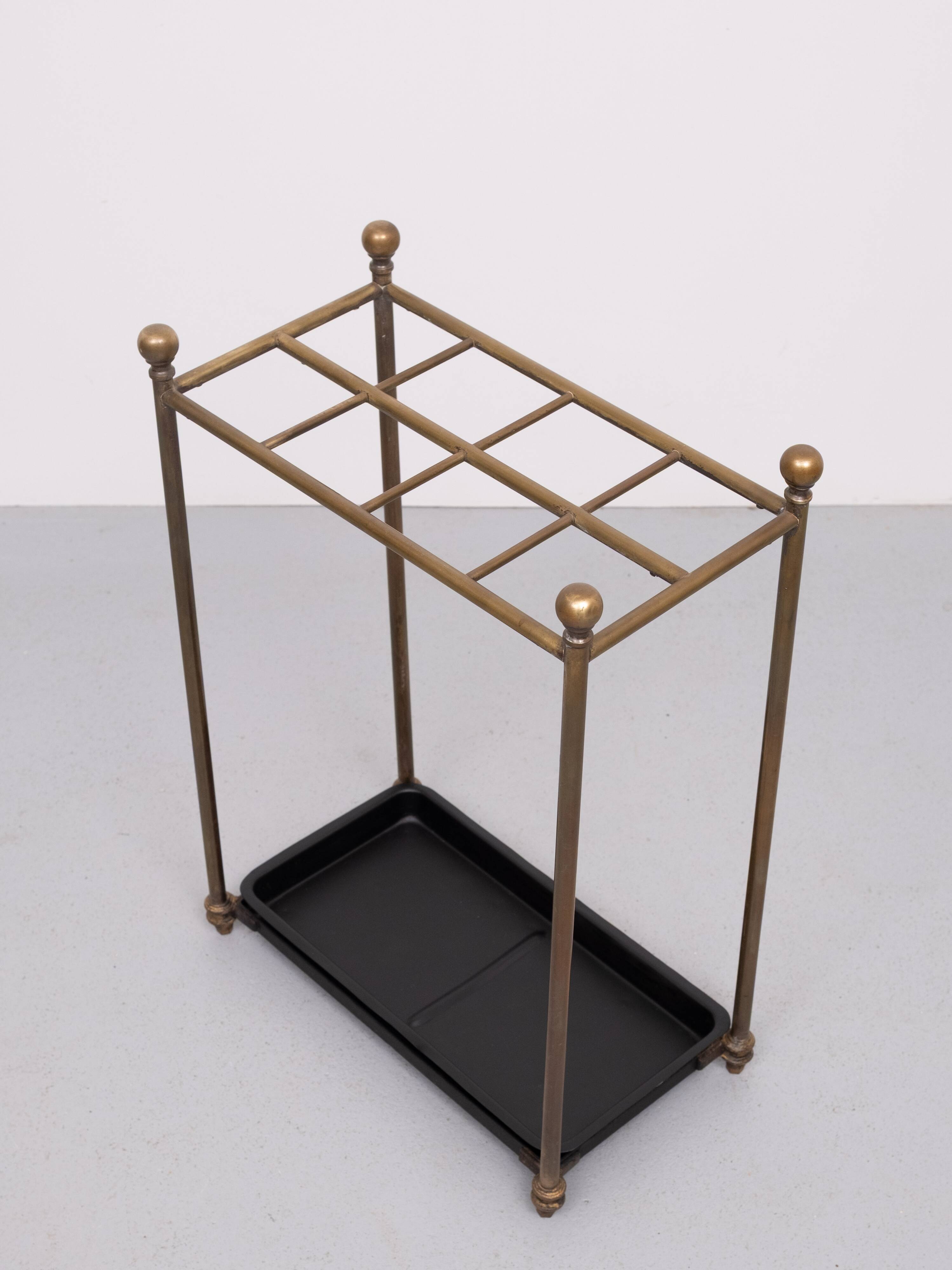 Rectangular Brass And Cast Iron Umbrella Stand. French. Circa 1900