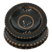 Set of 3 black decorative deep plates.