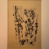 Ink drawing, signed abstraction