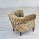 1960s, Danish vintage armchair, green furniture velour, ash wood legs.