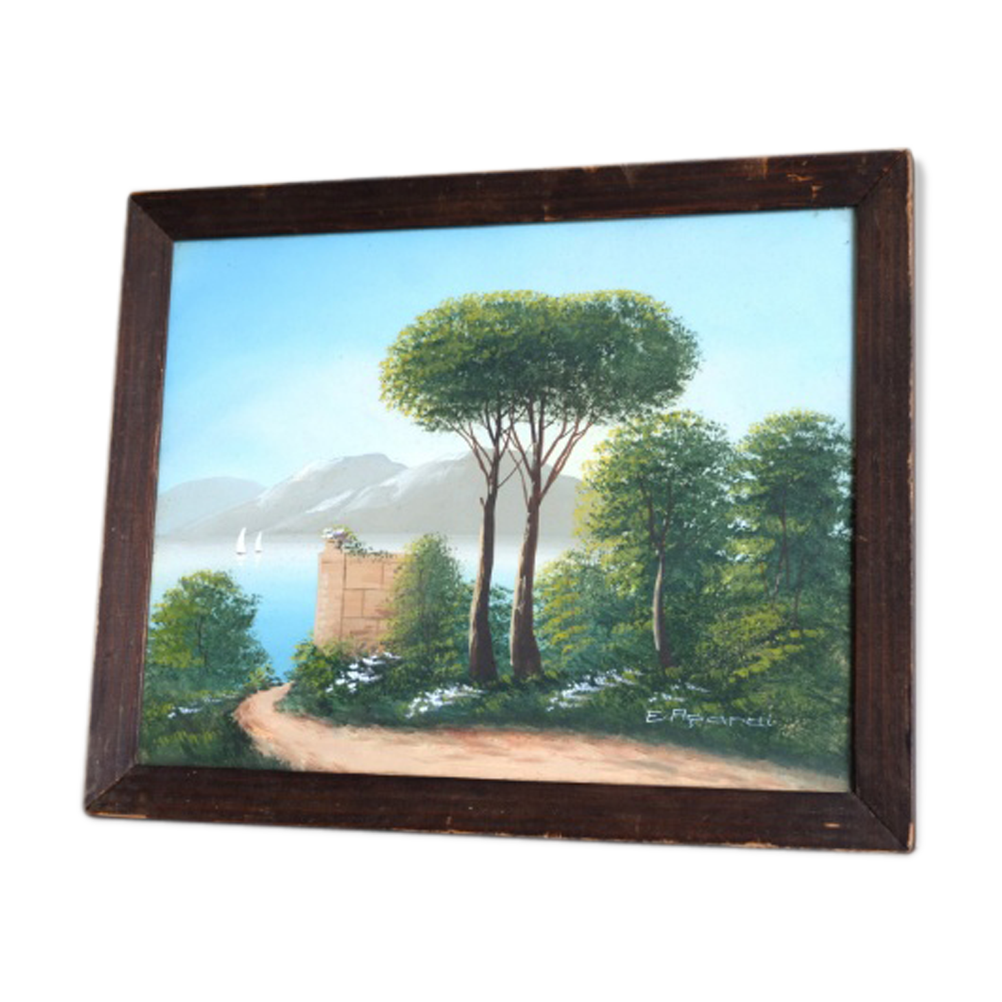 Tableau peinture d'un paysage marin années 50
