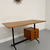 Vintage Italian design desk from the 1960s in wood and metal.