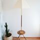 Lampadaire tripode bois et laiton