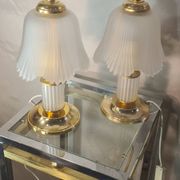 paire de lampe de chevet, verre  moulé et laiton 1970