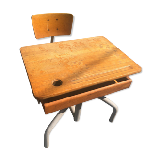 Vintage wood and metal schoolboy's desk
