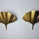 Pair of ginkgo wall lamps, gilded metal, Italy, 1970